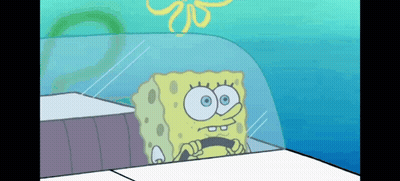 A Cartoon Character Named Spongebob Is Driving A Car GIF