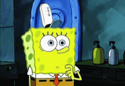 A Cartoon Character Named Spongebob Is Holding A Soap Dispenser GIF