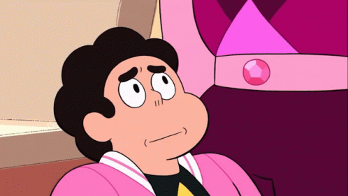 A Cartoon Character Named Steven Wearing A Pink Jacket And Tie GIF