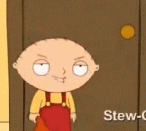A Cartoon Character Named Stew Stands In Front Of A Door GIF