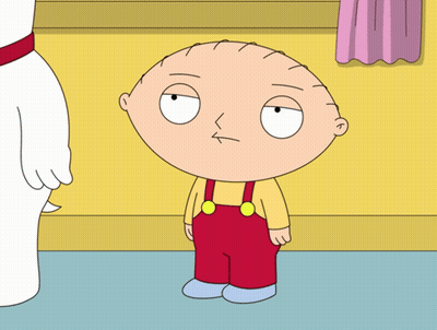 A Cartoon Character Named Stewie From Family Guy Is Standing Next To A White Dog GIF