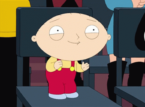 A Cartoon Character Named Stewie From Family Guy Sits On A Chair GIF