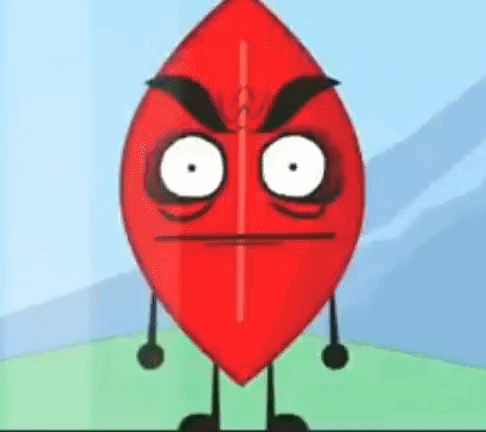 A Cartoon Character Of A Red Leaf With Arms And Legs Is Making A Funny Face . GIF
