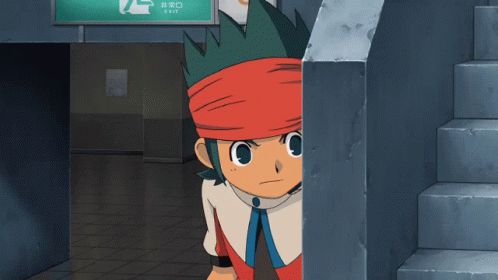 A Cartoon Character Peeking Out From Behind A Wall With An Exit Sign In The Background GIF