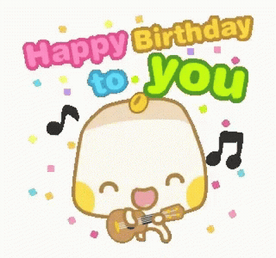 A Cartoon Character Playing A Guitar With The Words Happy Birthday To You GIF