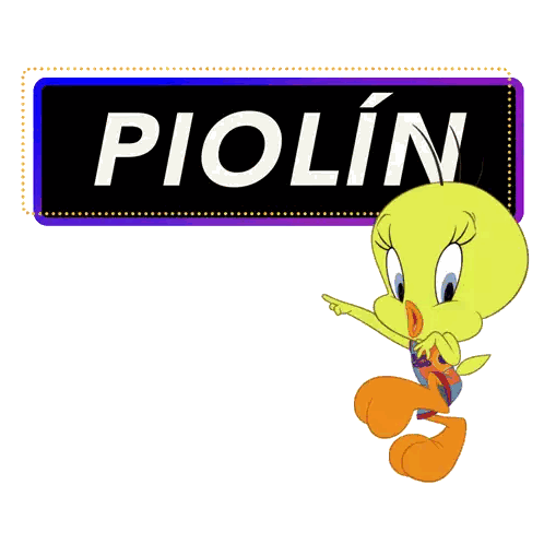 A Cartoon Character Pointing To A Sign That Says Piolin Sticker