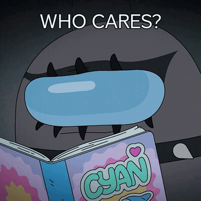 A Cartoon Character Reading A Book That Says Cyan GIF