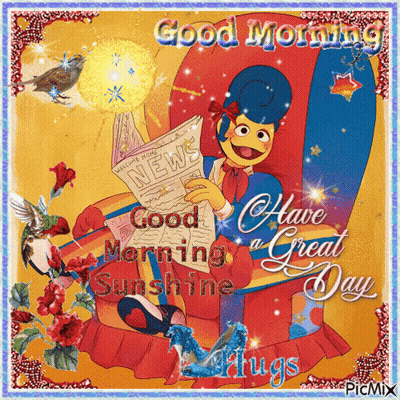 A Cartoon Character Reading A Newspaper Says Good Morning GIF