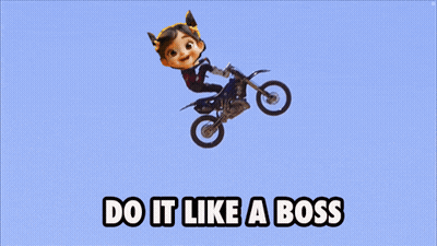 A Cartoon Character Riding A Dirt Bike With The Words Do It Like A Boss GIF