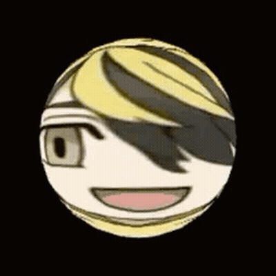 A Cartoon Character 'S Face Is In A Circle With A Black Background . GIF