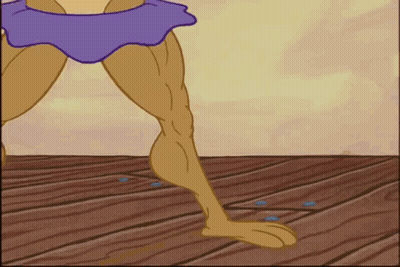 A Cartoon Character 'S Legs Are Shown In A Purple Skirt GIF