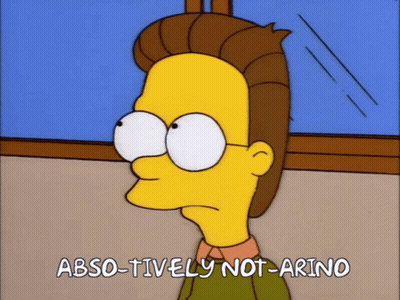A Cartoon Character Says Abso-Tiively Not-Arino In Front Of A Window GIF