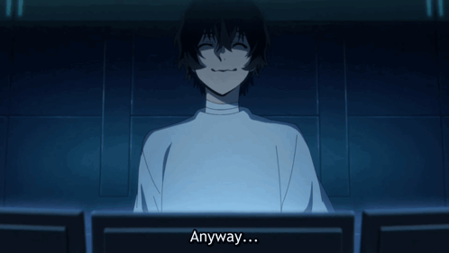 A Cartoon Character Says Anyway In Front Of A Monitor GIF