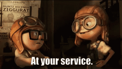 A Cartoon Character Says At Your Service GIF