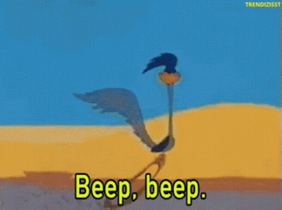 A Cartoon Character Says Beep Beep In A Desert GIF