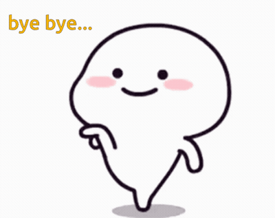 A Cartoon Character Says Bye Bye With A Pink Cheek GIF