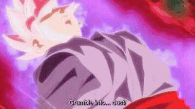 A Cartoon Character Says Crumble Into Dust In A Purple Background GIF