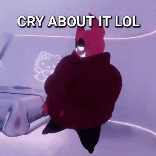 A Cartoon Character Says " Cry About It Lol " GIF