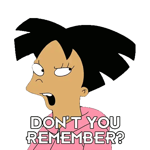 A Cartoon Character Says " Do N't You Remember " While Wearing A Pink Shirt Sticker