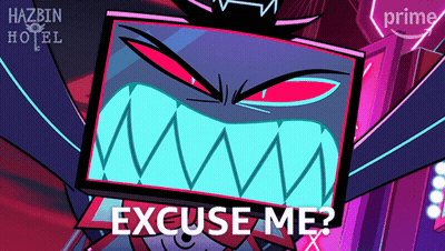 A Cartoon Character Says Excuse Me In Front Of A Sign That Says Prime GIF