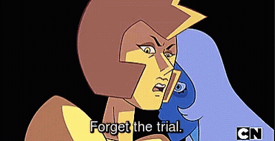 A Cartoon Character Says Forget The Trial While Standing Next To Another Character . GIF