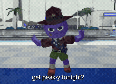 A Cartoon Character Says Get Peak-Y Tonight On The Bottom GIF