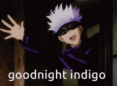 A Cartoon Character Says Goodnight Indigo In Front Of A Door GIF
