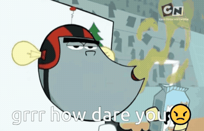 A Cartoon Character Says " Grrr How Dare You " In Front Of A Cn Logo GIF