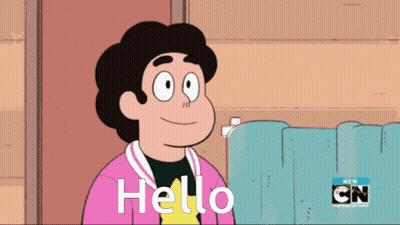 A Cartoon Character Says Hello With A Cn Logo Behind Him GIF