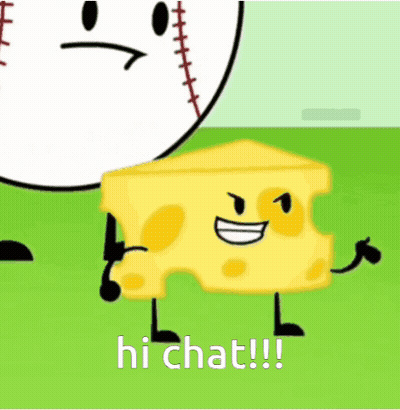 A Cartoon Character Says Hi Chat In Front Of A Ball GIF