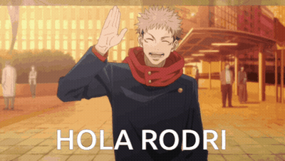 A Cartoon Character Says Hola Rodri While Waving GIF