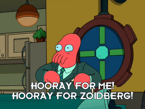 A Cartoon Character Says Hooray For Me GIF