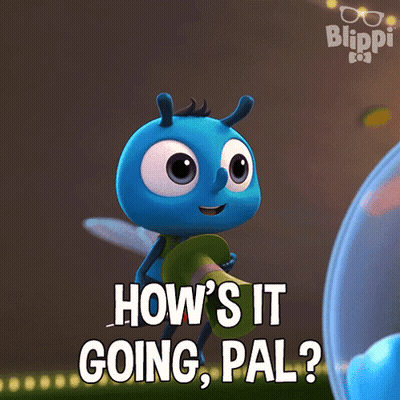 A Cartoon Character Says How 'S It Going Pal While Holding A Hat GIF