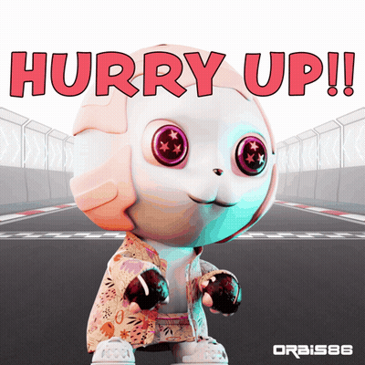 A Cartoon Character Says Hurry Up In Red GIF
