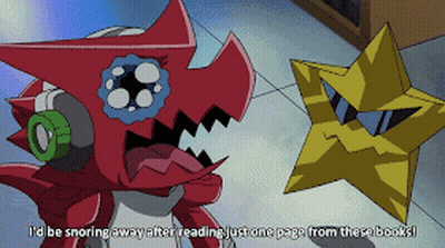 A Cartoon Character Says " I D Be Snoring Away After Reading Just One Page From These Books " GIF