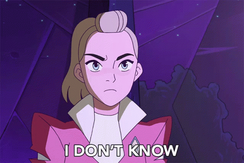 A Cartoon Character Says I Don 'T Know In A Purple Background GIF