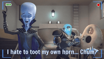 A Cartoon Character Says " I Hate To Toot My Own Horn " GIF