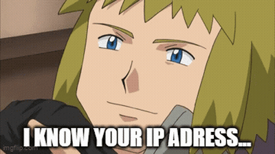 A Cartoon Character Says " I Know Your Ip Adress ... " GIF