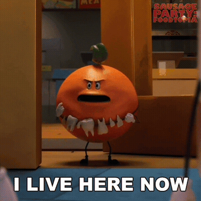 A Cartoon Character Says I Live Here Now GIF