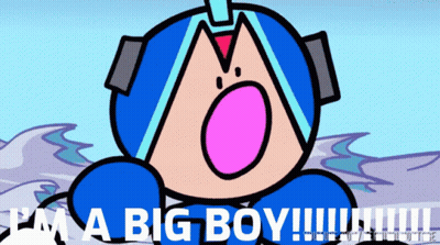 a cartoon character says " i 'm a big boy !!! "