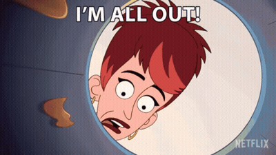 A Cartoon Character Says I 'M All Out In A Netflix Ad GIF