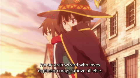 A Cartoon Character Says " I 'M An Arch Wizard Who Loves Explosion Magic Above All Else .. " GIF