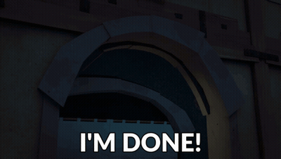 A Cartoon Character Says I 'M Done In A Dark Room GIF