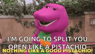 A Cartoon Character Says I 'M Going To Split You Open Like A Pistachio GIF