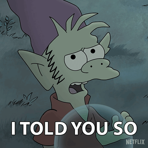 A Cartoon Character Says I Told You So With A Netflix Logo In The Background GIF