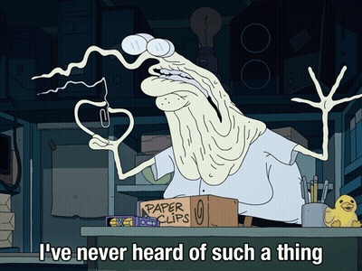 A Cartoon Character Says I 'Ve Never Heard Of Such A Thing In Front Of A Box Of Paper Clips GIF