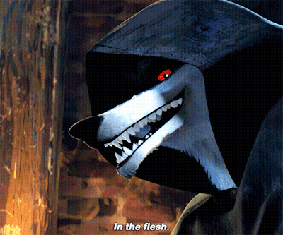 A Cartoon Character Says " In The Flesh " In A Dark Room GIF
