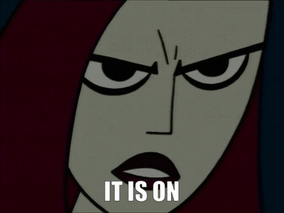 A Cartoon Character Says It Is On With A Serious Look On Her Face GIF
