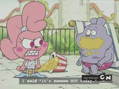 A Cartoon Character Says It 'S Hot Today GIF