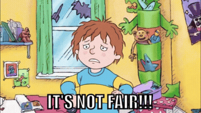 A Cartoon Character Says It 'S Not Fair In A Room GIF